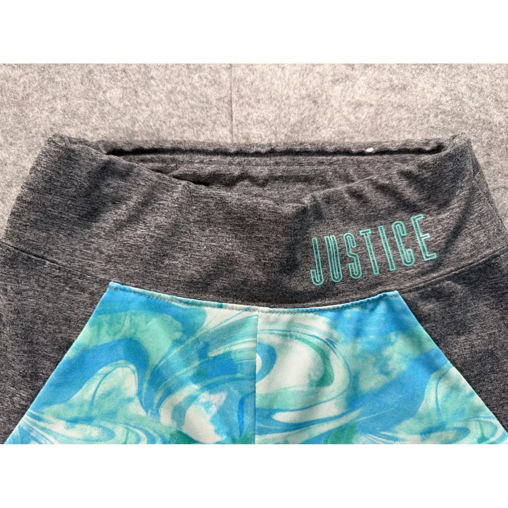 Justice‎ Leggings Girls Blue Green Marble Gray Colorblock Athletic Activewear